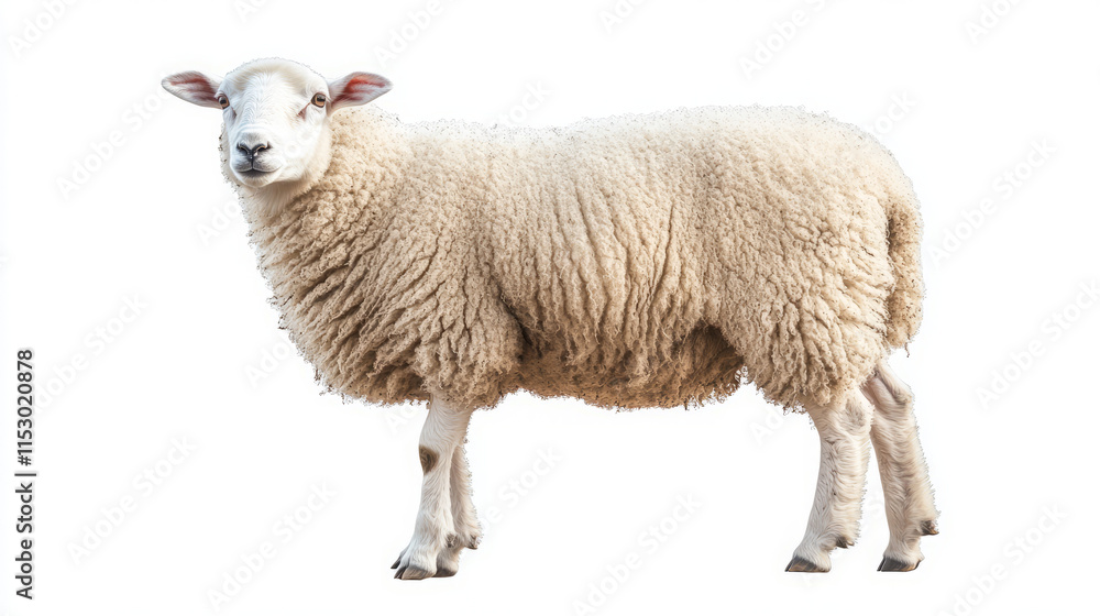sheep in a serene white setting: showcasing fluffy wool and farm life sheep in a serene white setting: showcasing fluffy wool and farm life