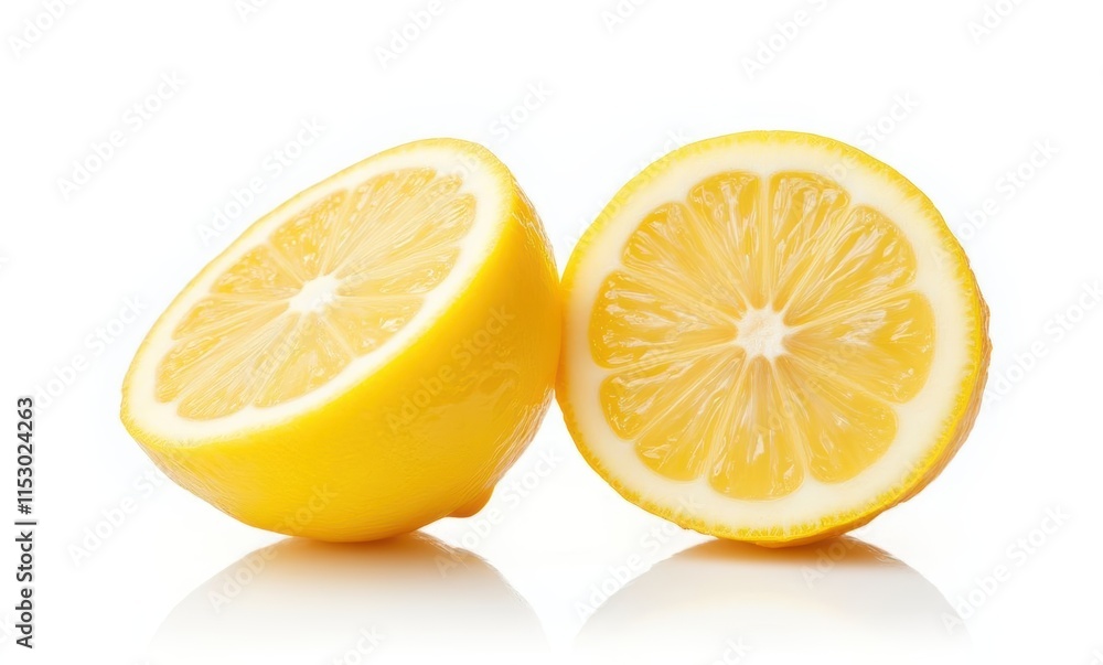 Fresh lemon halves isolated on white background Fresh lemon halves isolated on white background