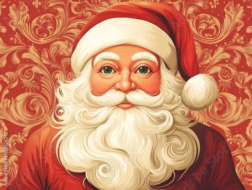 Intricate Vector Based Santa Claus Portrait for Festive Holiday Branding and Luxury Goods photo