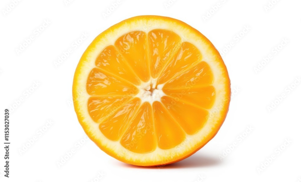 Freshly cut orange half on white background Freshly cut orange half on white background