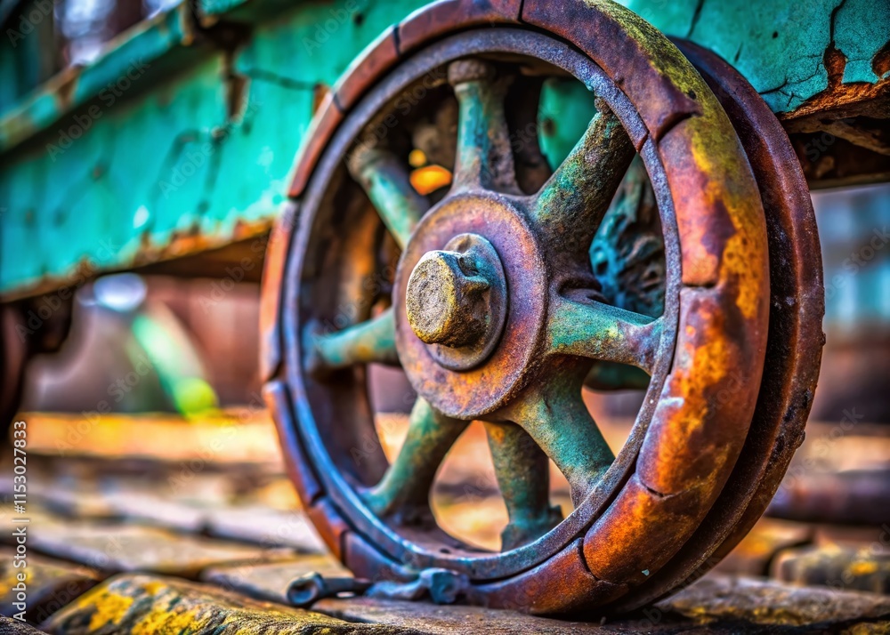 Broken Trolley Wheel Macro: Heavy Load Damage Close-up Broken Trolley Wheel Macro: Heavy Load Damage Close-up