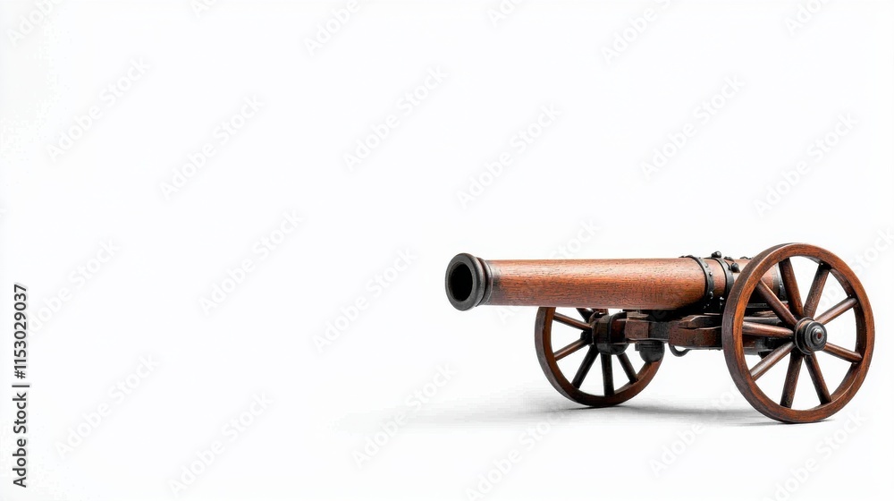 Antique Cannon on Wooden Carriage with Metal and Wood Details Antique Cannon on Wooden Carriage with Metal and Wood Details