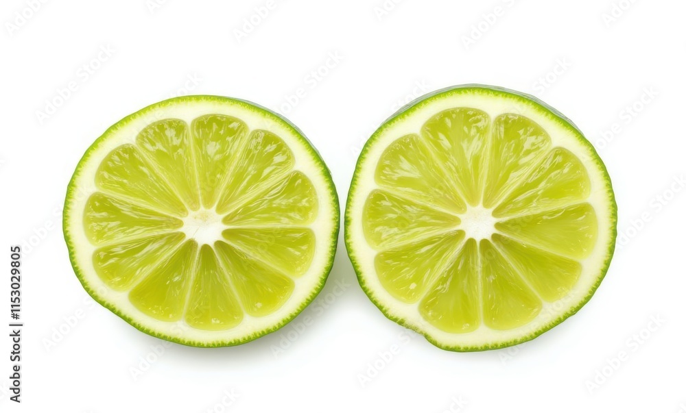 Fresh lime halves on white background Fresh lime halves on white background