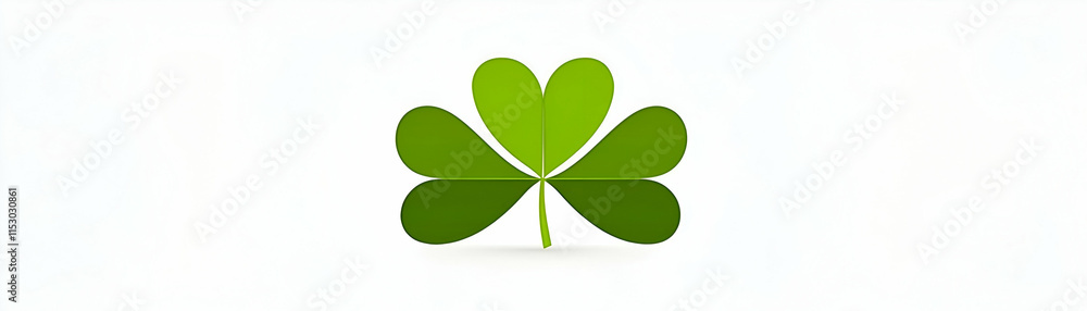 Clover Leaf Illustration, Simple, Green, Four-Leaf Design on White Background for Spring Clover Leaf Illustration, Simple, Green, Four-Leaf Design on White Background for Spring
