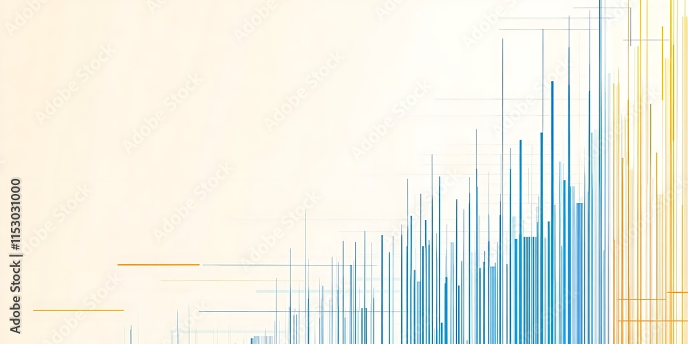 Fototapeta premium Abstract background with upward trending lines in blue and orange hues.