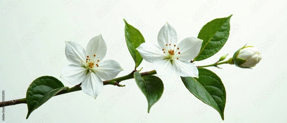 Luxurious White Jasmine Branch - Minimalist Floral Art Luxurious White Jasmine Branch - Minimalist Floral Art