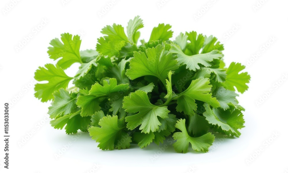 Fresh cilantro leaves on white background Fresh cilantro leaves on white background