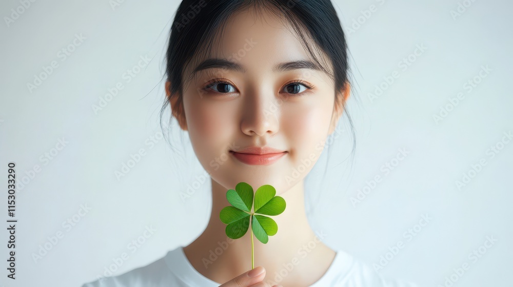 Woman holding clover isolated on white background, Lucky clover leaves with four leaf,Clover flowers background,Patricks day watercolor clipart,Spring flower pattern,St.Patricks day seamless pattern. Woman holding clover isolated on white background, Lucky clover leaves with four leaf,Clover flowers background,Patricks day watercolor clipart,Spring flower pattern,St.Patricks day seamless pattern.