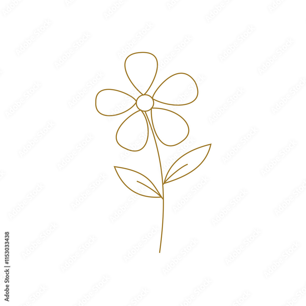 Delicate Flower Outline with Minimalist Aesthetic – Simple Line Art Delicate Flower Outline with Minimalist Aesthetic – Simple Line Art