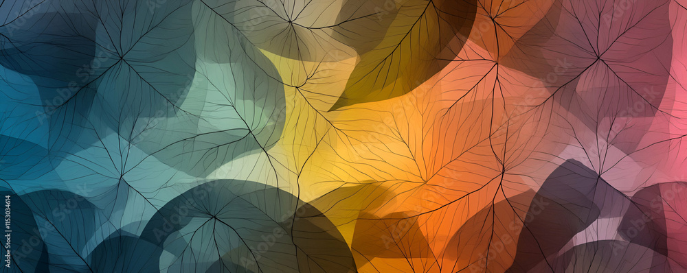 Abstract Autumnal Leaf Veins, Colorful, overlapping layers create a vibrant, textured background design. Abstract Autumnal Leaf Veins, Colorful, overlapping layers create a vibrant, textured background design.