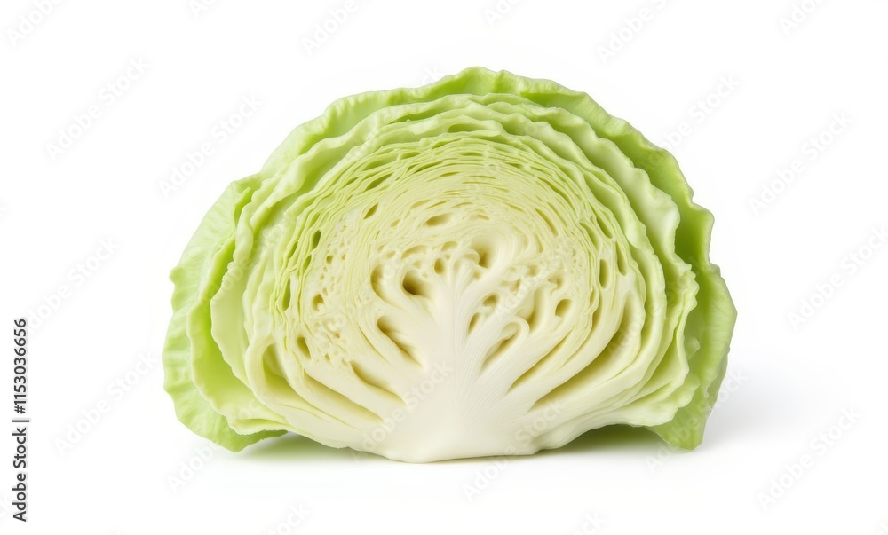 Fresh green cabbage half on white background Fresh green cabbage half on white background