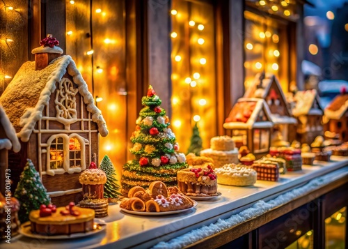 Christmas Bakery Window Display - Long Exposure Festive Treats