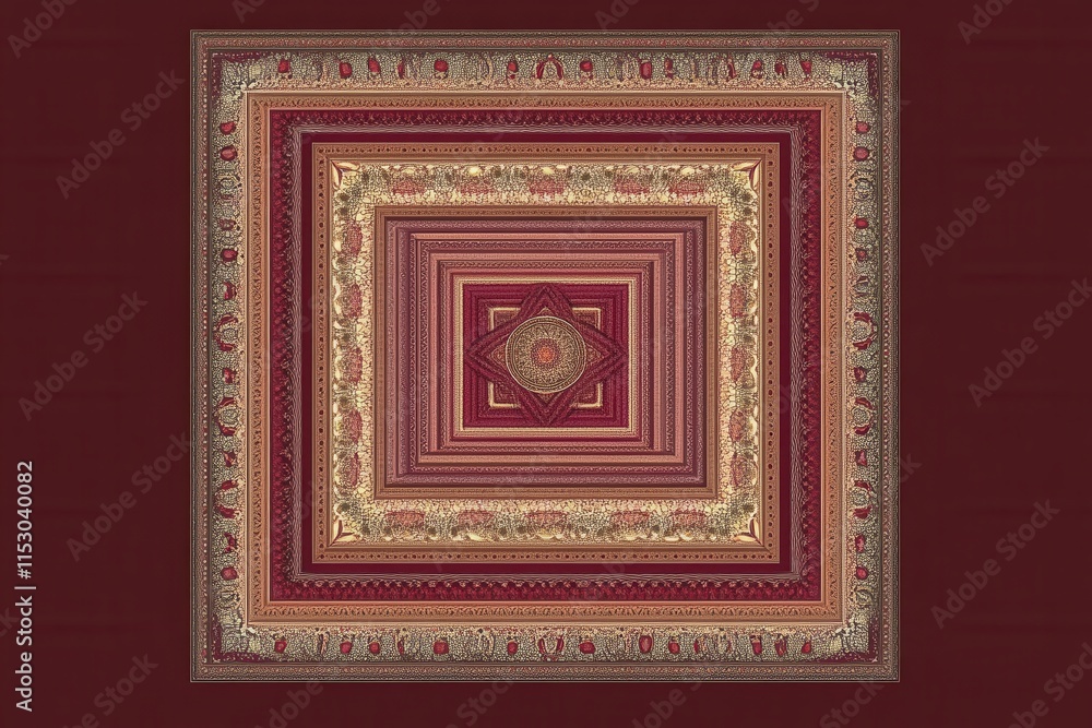 Intricate Nested Frames Digital Art: A Symphony of Red and Gold Hues Intricate Nested Frames Digital Art: A Symphony of Red and Gold Hues