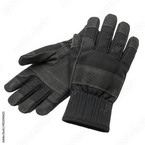 Protective gloves for industrial work workshop environment product photography close-up view safety gear concept photo