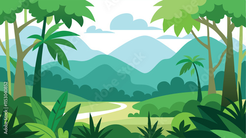 landscape with palm trees vector illustration