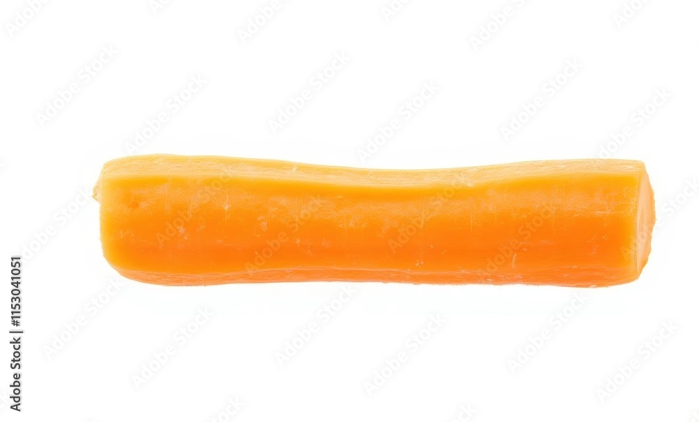 Bright orange cheese stick on white background Bright orange cheese stick on white background