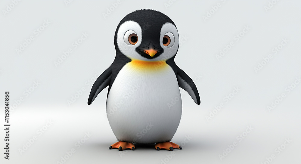 Obraz premium Adorable Cartoon Penguin Cute Bird Winter Animal Wildlife Illustration