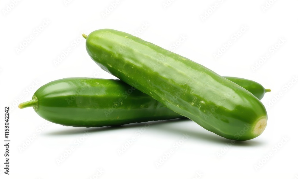 Fresh green cucumbers on a white background Fresh green cucumbers on a white background