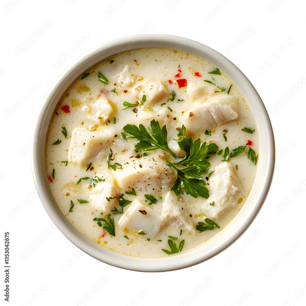 Tasty Fish chowder Isolated On Transparent Background Tasty Fish chowder Isolated On Transparent Background