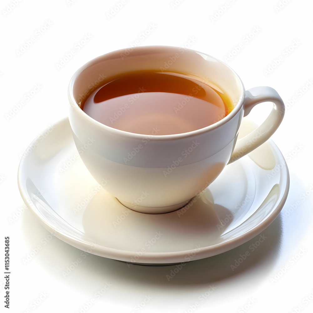 A delicate tea cup placed against a white background A delicate tea cup placed against a white background