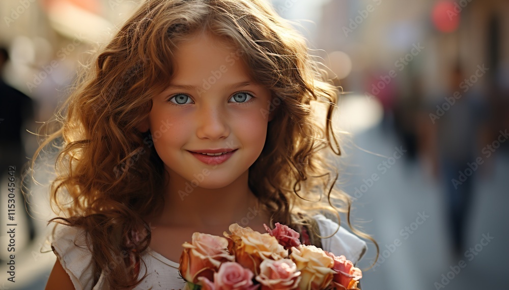 Naklejka premium portrait of a girl with flowers