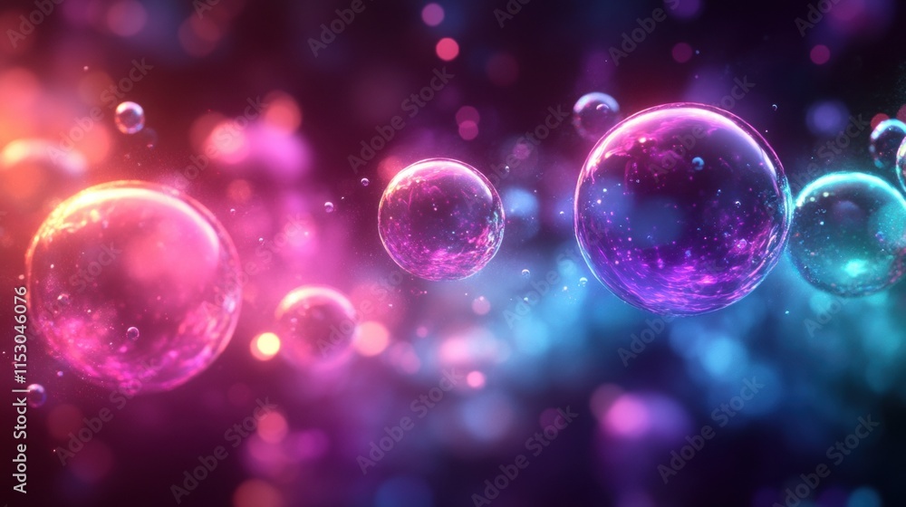 Vibrant abstract bubbles against a colorful background sparkle with light Vibrant abstract bubbles against a colorful background sparkle with light
