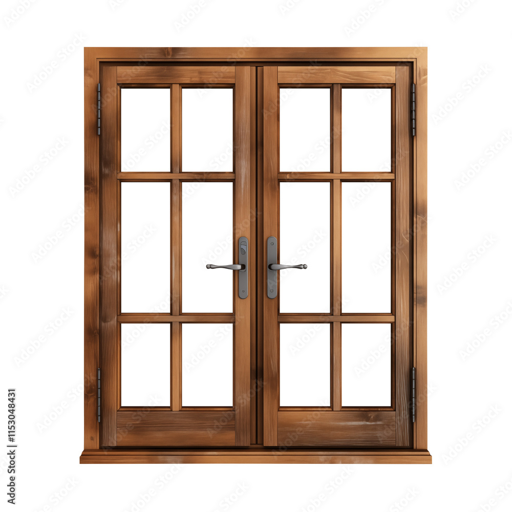 wooden window isolated on transparent white background, clipping path wooden window isolated on transparent white background, clipping path