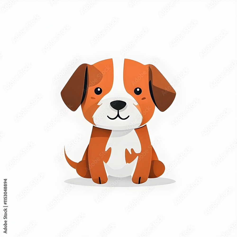 A simple cartoon dog with a white background, abstract graphical wallpaper illustration A simple cartoon dog with a white background, abstract graphical wallpaper illustration