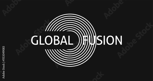 Modern logo circle thin lines geometric abstract vector graphic illustration, radial concentric round tech signal radio waves logotype, strokes round design element linear image clip art
