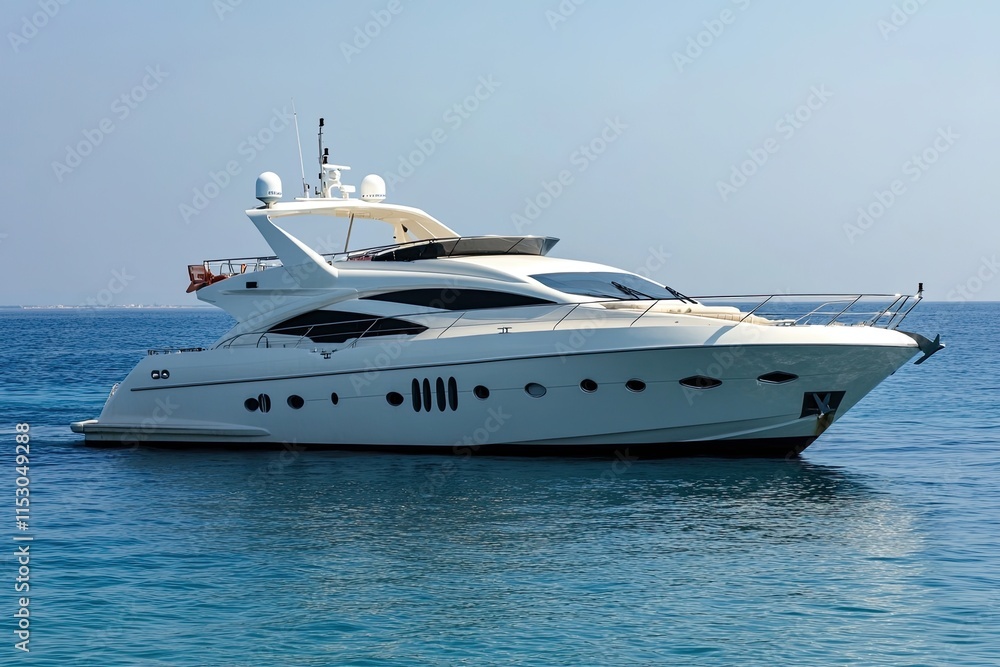 Luxury yacht sailing on calm blue waters. Luxury yacht sailing on calm blue waters.