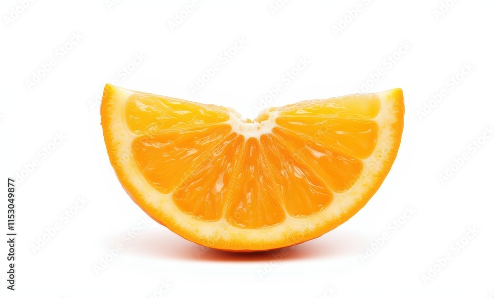 Vibrant orange fruit slice on white background Vibrant orange fruit slice on white background