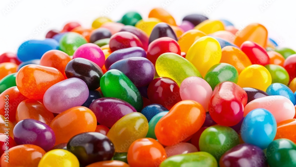 Colorful Jelly Beans Isolated on White Background - Sweet Candy Treats Colorful Jelly Beans Isolated on White Background - Sweet Candy Treats
