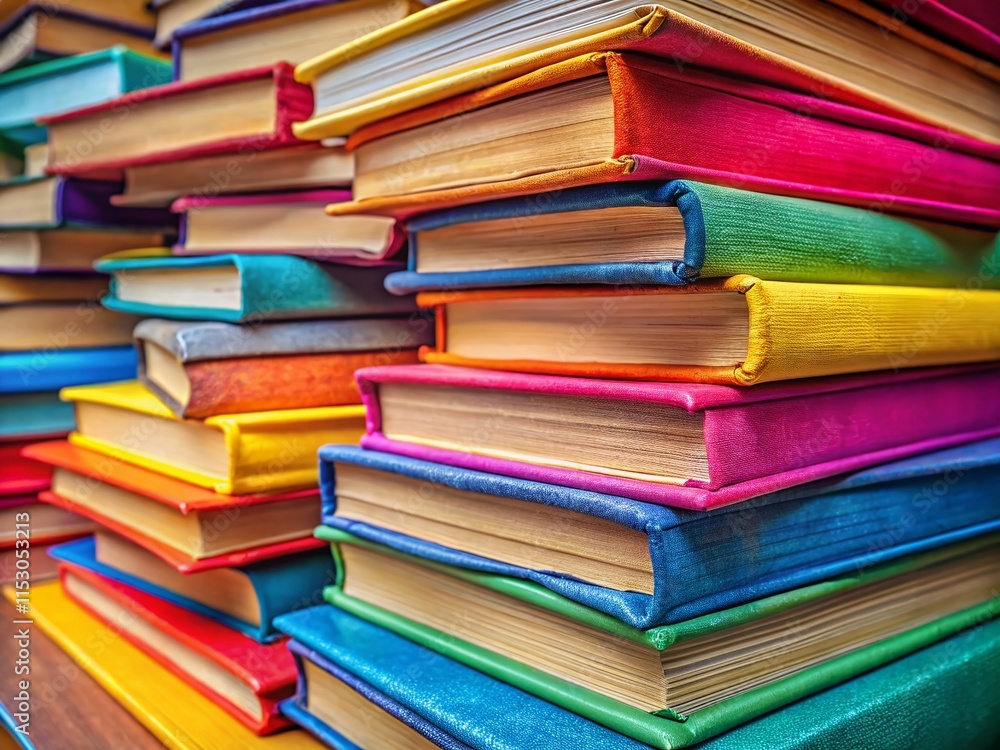 Colorful Stack of Books - Candid Shot of a Vibrant Book Collection Colorful Stack of Books - Candid Shot of a Vibrant Book Collection