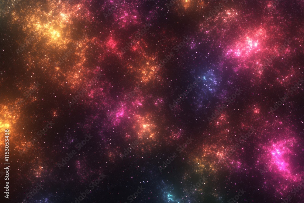 Vibrant nebula with colorful cosmic dust and glowing stars. Vibrant nebula with colorful cosmic dust and glowing stars.