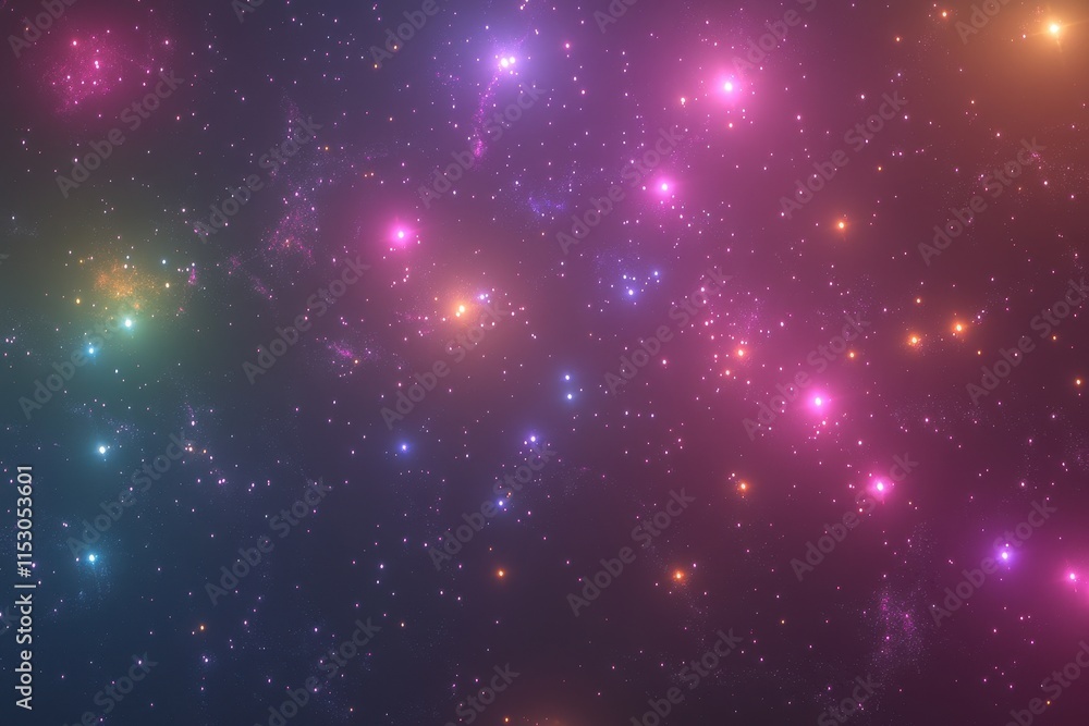 Fototapeta premium Colorful nebula with glowing stars and cosmic dust.