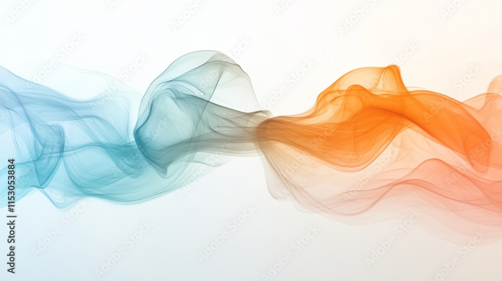 Abstract blue and orange smoke wave design. Abstract blue and orange smoke wave design.