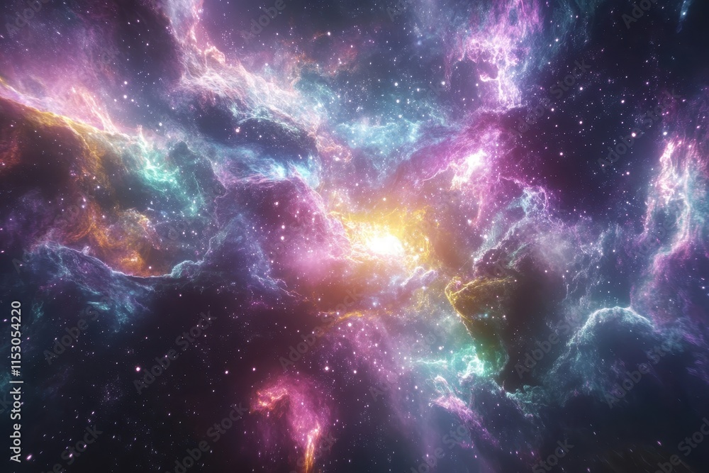 Vibrant nebula with colorful gas clouds and stars. (1) Vibrant nebula with colorful gas clouds and stars. (1)