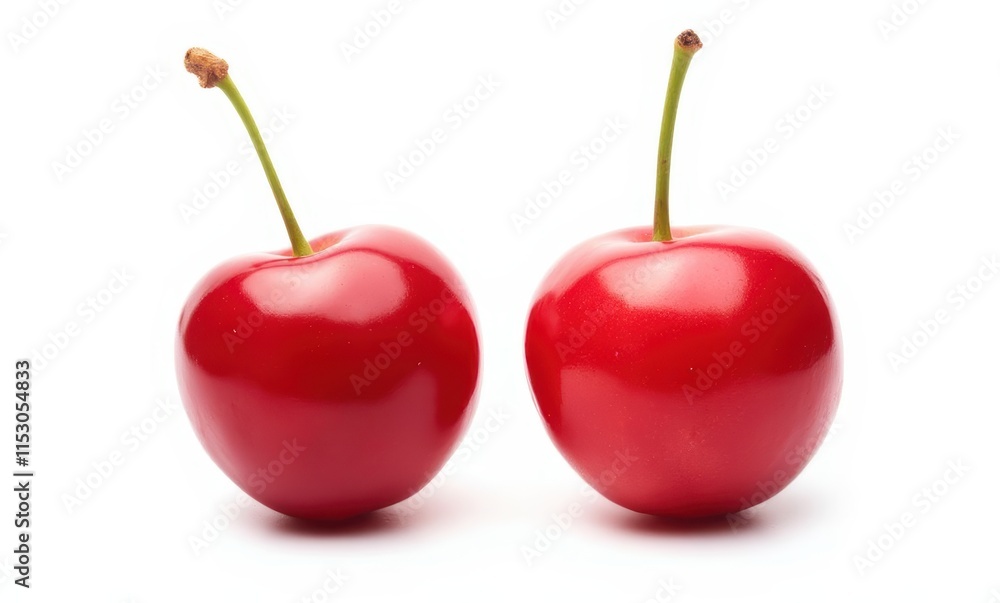 Fresh red cherries on white background Fresh red cherries on white background