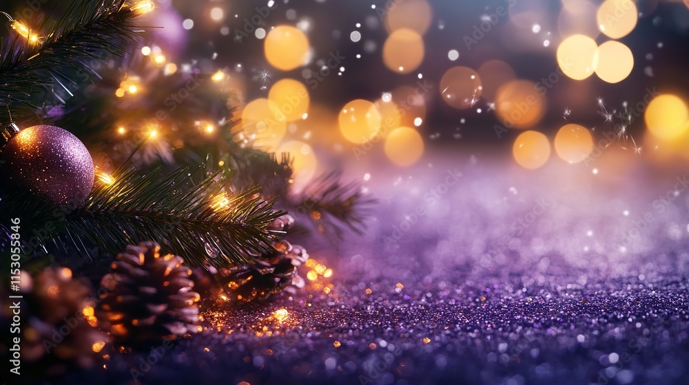 Festive purple background with light sparkles Festive purple background with light sparkles