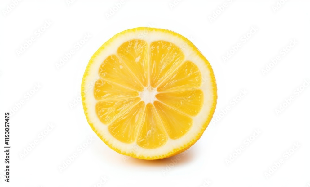 Freshly cut lemon slice on white background Freshly cut lemon slice on white background