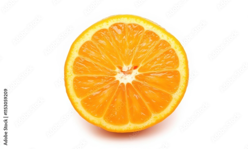 Freshly cut orange half on white background Freshly cut orange half on white background