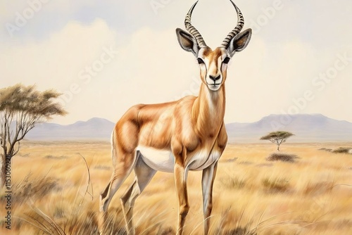 gazelle a fleet footed gazelle illustrated in tan and white chal photo