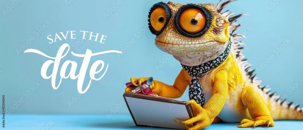 custom made wallpaper toronto digitalStylish Lizard in Glasses Saves the Date for an Upcoming Event