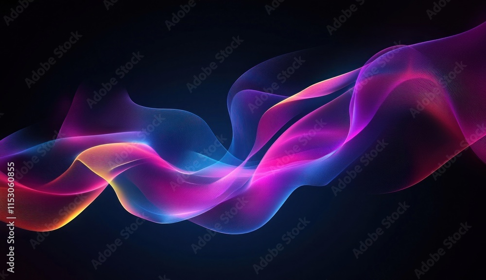 Abstract vibrant neon wave flowing on dark background. Abstract vibrant neon wave flowing on dark background.