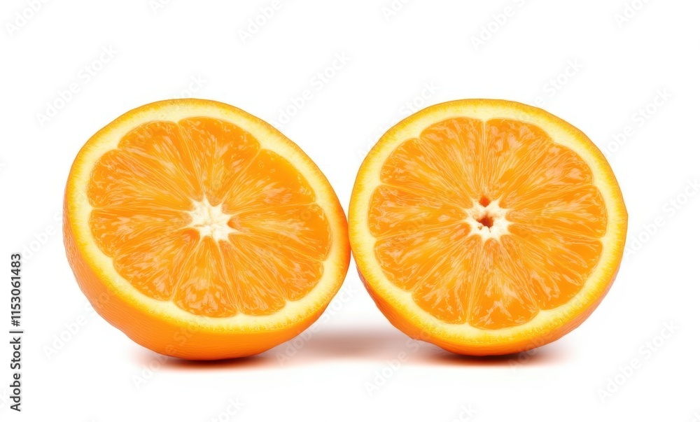 Fresh orange halves on a white background Fresh orange halves on a white background