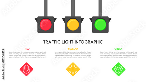 Traffic Light Infographic with Red, Yellow, and Green Icons