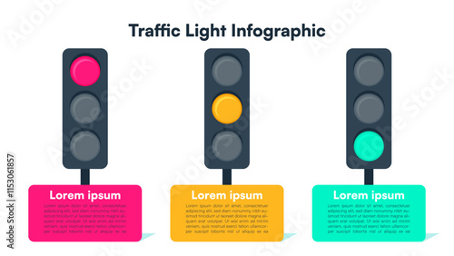Traffic Light Infographic with Red, Yellow, and Green Signals