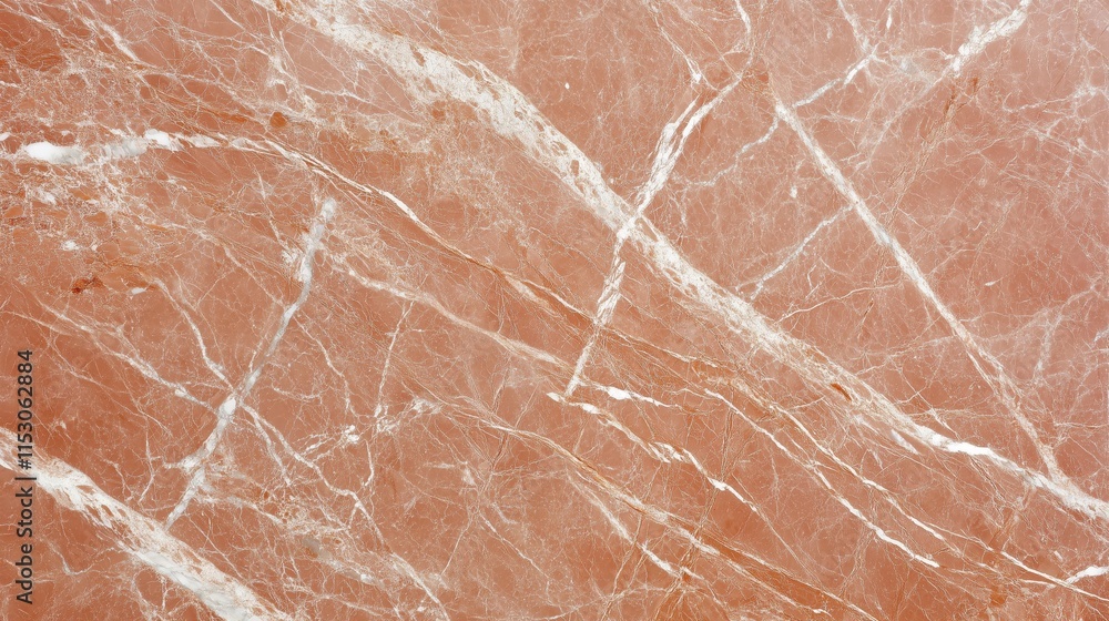Fototapeta premium A rich terracotta marble texture with fine white veining and intricate natural patterns, creating an elegant and warm aesthetic suitable for luxurious and decorative designs