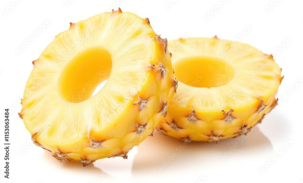 Fresh pineapple slices on white background Fresh pineapple slices on white background