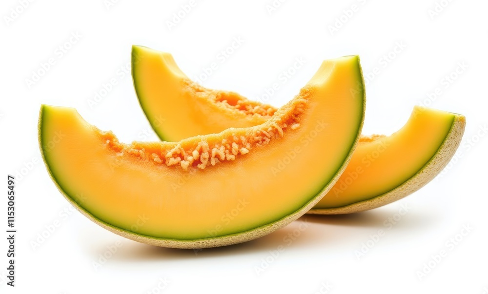 Fresh slices of ripe cantaloupe melon Fresh slices of ripe cantaloupe melon